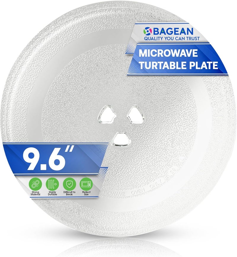 Bagean Small Microwave Plate Replacement 9.6 Inch Fits Microwave Glass Turntable From Many Brands - Perfect Fit Oven Microwave Plates Cooking Tray Replaces the Microwave Turntable Plate Round Dish 9 5/8” - Image 1